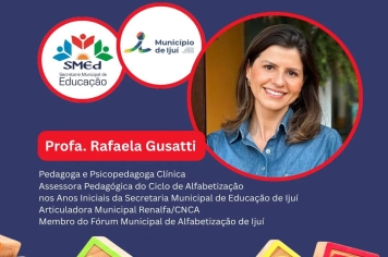 Assessora pedagógica da SMED palestrará em live estadual sobre alfabetização