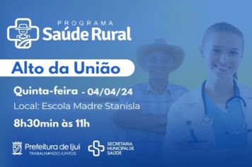 Programa Saúde Rural terá ação no dia 4 de abril