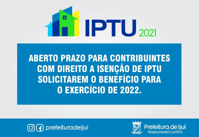 ISENÇÃO DE IPTU 2022
