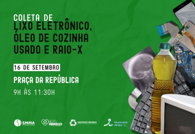 Coleta de lixo eletrônico, óleo de cozinha e raio-x ocorre no próximo sábado