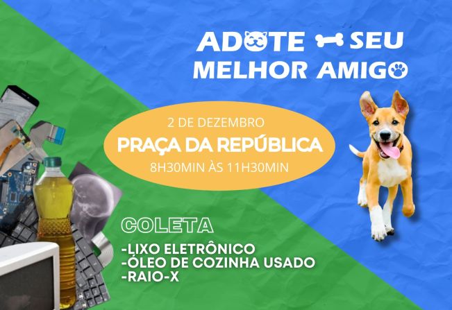 No próximo sábado terá campanha de adoção de animais e recolhimento de lixo eletrônico