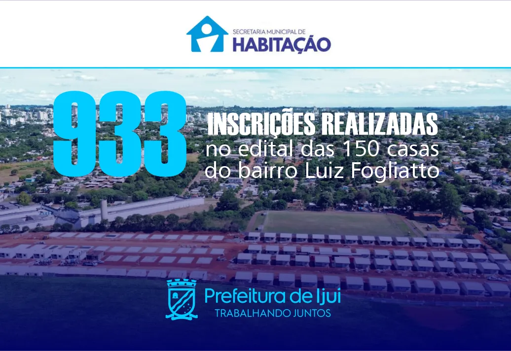 933 pessoas se inscreveram no edital das casas do Luiz Fogliatto