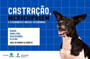 Cadastro de animais será realizado no bairro Elizabeth