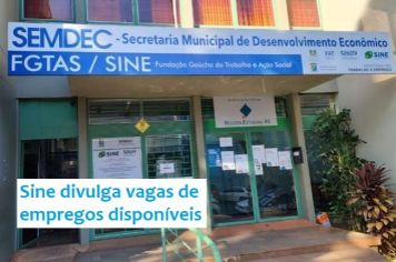 Sine divulga vagas de empregos