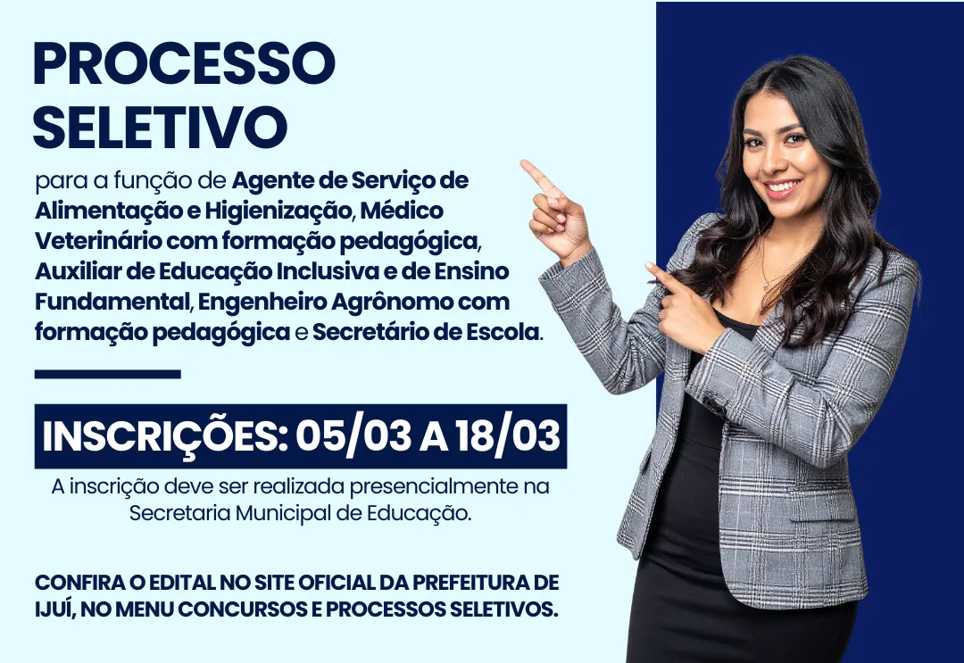 Prefeitura de Ijuí divulga edital de Processo Seletivo Simplificado para contratação temporária